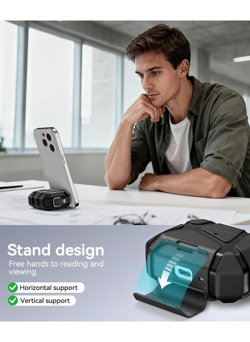 جراب AirPods Pro الجيل الثالث (إصدار 2025 الجديد)، مزود بقفل آمن وحامل للهاتف، متوافق مع AirPods Pro الجيل الثالث، مع طقم تنظيف - أسود - Image 3